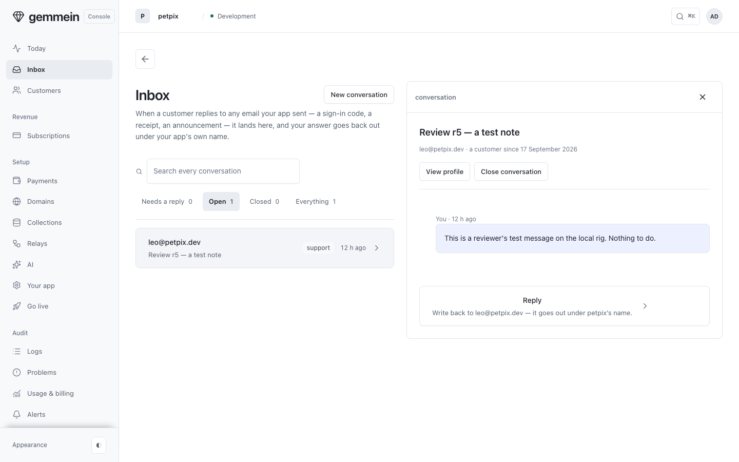 Open a conversation to read it in the customer's own words, with a door to their profile beside it.